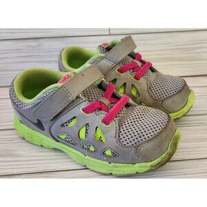 Kids Green Pink Grey Nike Fusion Run 2 Athletic Sneaker Shoe Size 10C 27